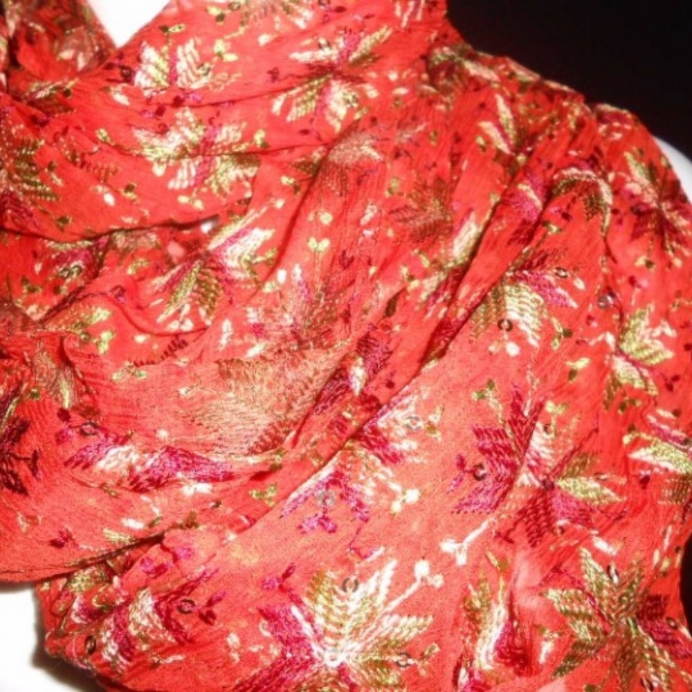 Lightweight Infinity Scarf Rust Colored Crinkle - image 6